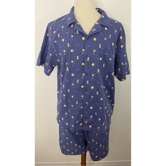 Disney Parks Chip & Dale Men's XL Woven Button Down Shirt Top & Shorts 2pc Set